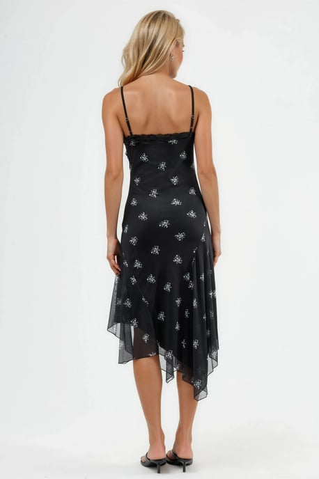V-Ausschnitt Print Bodycon Maxikleid mit Spitzen Detail - Image 4
