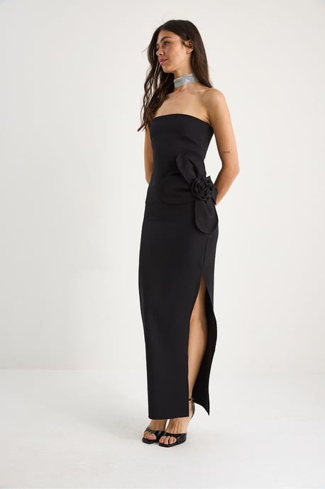 Trägerloses Blumenkleid Maxi mit Schleifendetail - Image 4