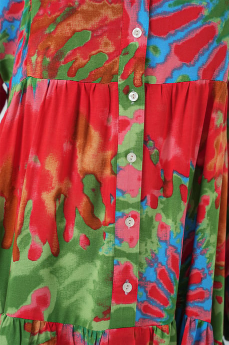 Gemustertes V-Ausschnitt Maxikleid - Image 5