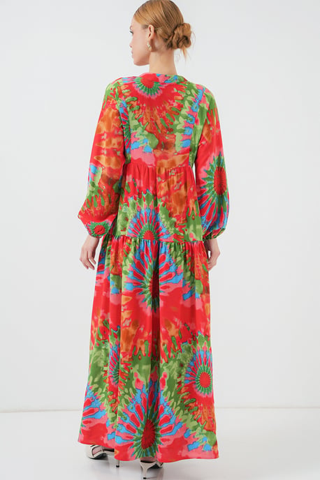 Gemustertes V-Ausschnitt Maxikleid - Image 6