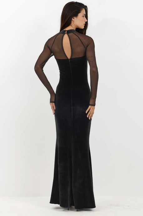 Samt Bodycon Abendkleid mit langen Ärmeln - Image 4