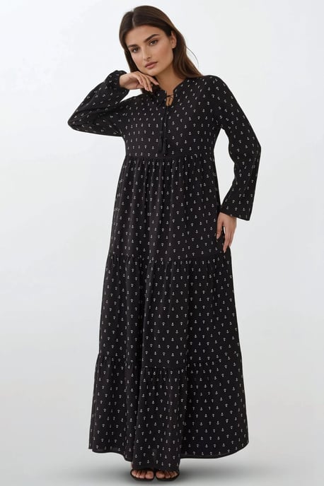 Bedrucktes Langarm-Viskose-Maxi-Kleid - Image 2