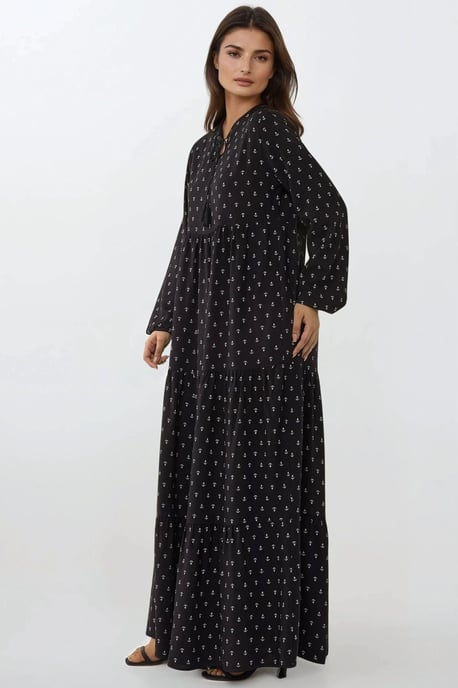 Bedrucktes Langarm-Viskose-Maxi-Kleid - Image 3