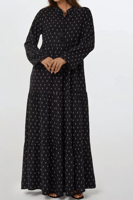 Bedrucktes Langarm-Viskose-Maxi-Kleid - Image 4