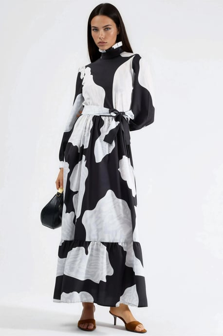 Maxikleid mit Bindungsdetail und halbem Turtleneck - Image 2