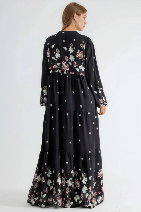 Mustered V-Ausschnitt Maxikleid - Image 4