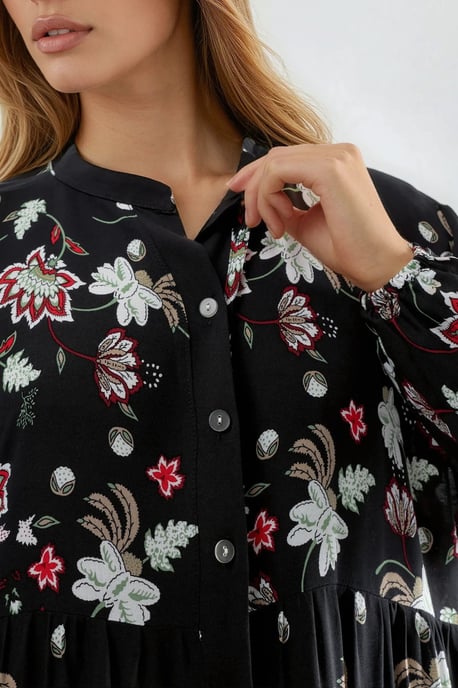 Mustered V-Ausschnitt Maxikleid - Image 6
