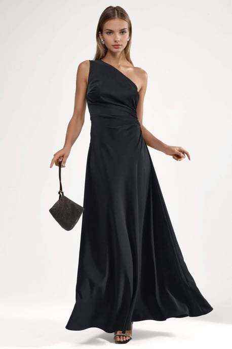 Asymmetrisches Kragen Cut-Out Maxi-Kleid - Image 2