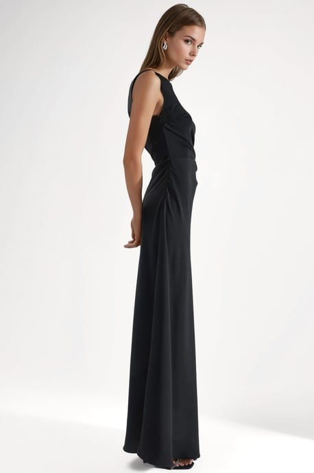 Asymmetrisches Kragen Cut-Out Maxi-Kleid - Image 5