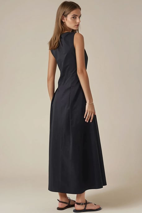 Ärmelloses A-Linien-Maxi-Kleid mit Knopfdetails - Image 4