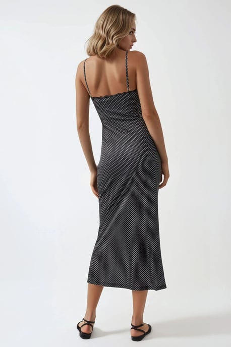 Maxikleid mit quadratischem Kragen und Spitzenverzierungen - Image 5