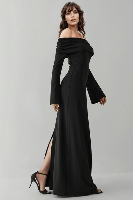 Schulterfreies Maxikleid mit Schlitz - Image 2