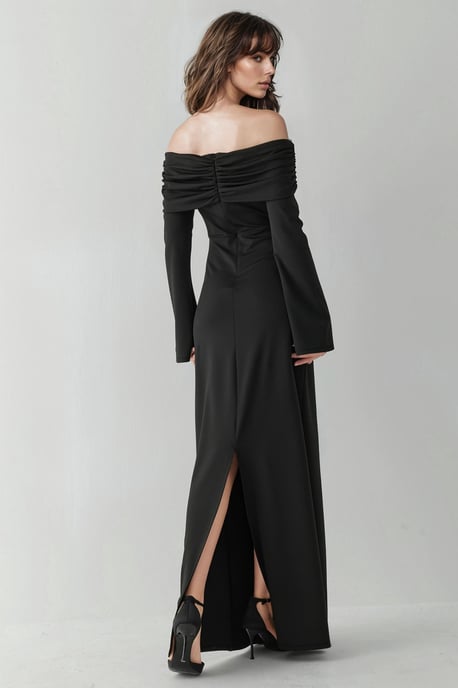 Schulterfreies Maxikleid mit Schlitz - Image 3