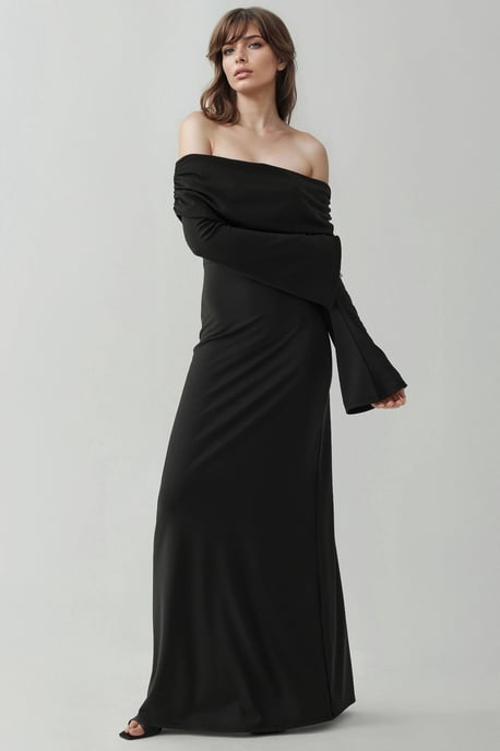 Schulterfreies Maxikleid mit Schlitz - Image 5