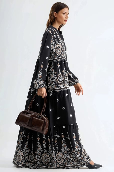 Komfortables gemustertes Maxikleid mit V-Ausschnitt - Image 2