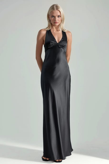 Halterneck V-Ausschnitt Satin-Maxikleid - Image 6