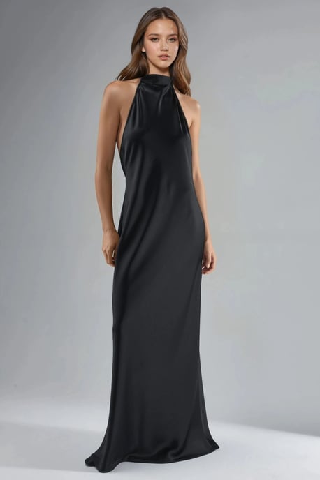 Halter-Neck Satin Maxikleid - Image 1