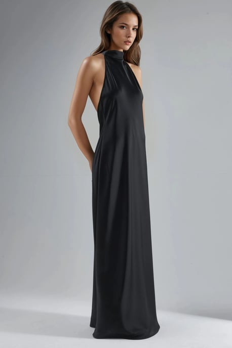 Halter-Neck Satin Maxikleid - Image 2