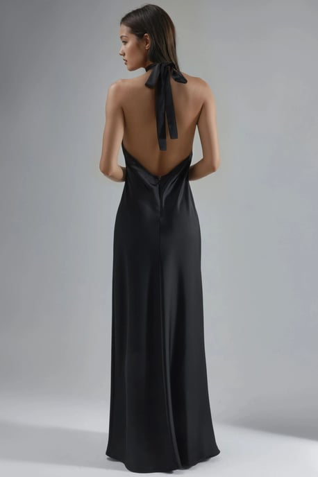 Halter-Neck Satin Maxikleid - Image 3