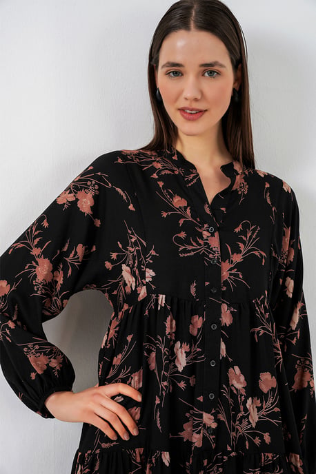 Gemustertes V-Ausschnitt Maxikleid - Image 2