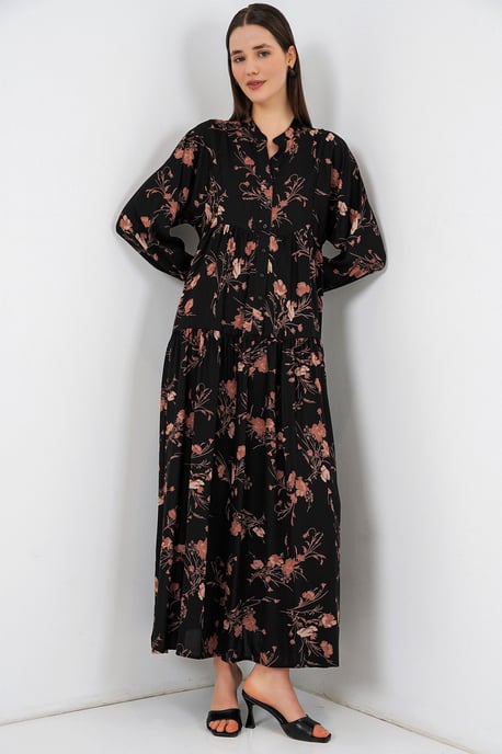 Gemustertes V-Ausschnitt Maxikleid - Image 5