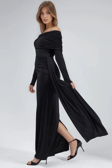 Asymmetrisches Bodycon-Maxi-Kleid mit Schlitz - Image 2