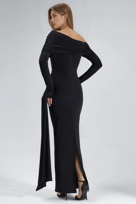 Asymmetrisches Bodycon-Maxi-Kleid mit Schlitz - Image 3