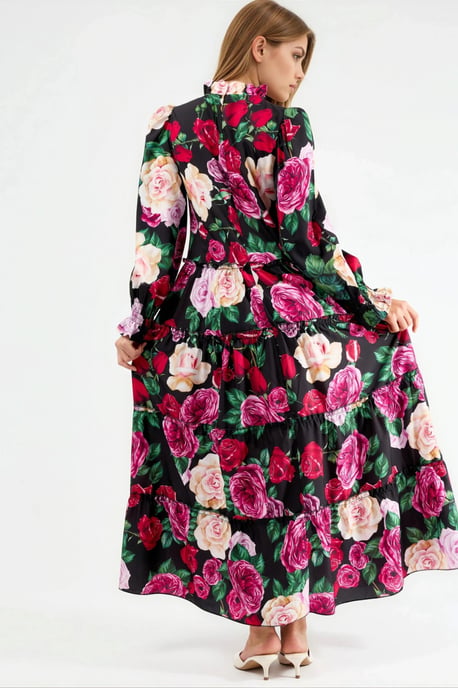 Blumenkleid mit Rundhalsausschnitt Maxi - Image 2