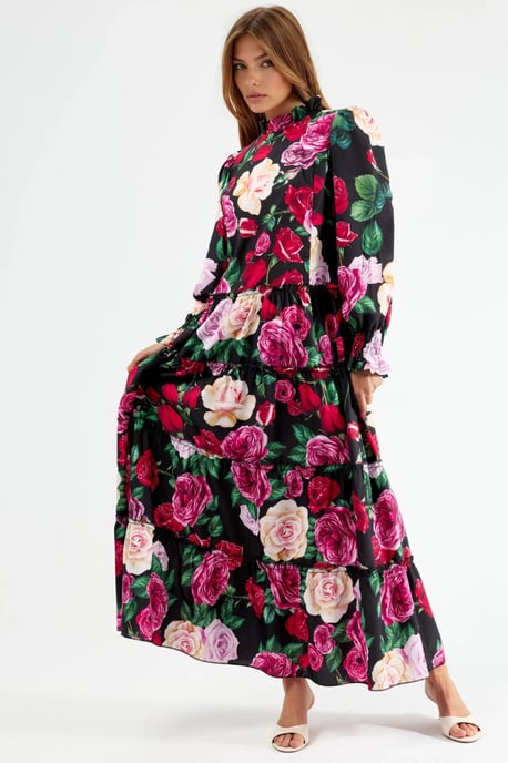 Blumenkleid mit Rundhalsausschnitt Maxi - Image 3
