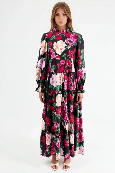 Blumenkleid mit Rundhalsausschnitt Maxi - Image 5