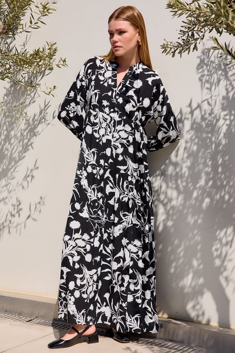 Bedrucktes V-Ausschnitt Maxikleid - Image 1