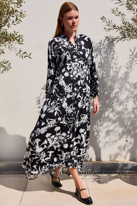 Bedrucktes V-Ausschnitt Maxikleid - Image 3