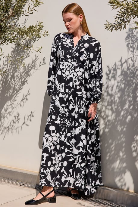 Bedrucktes V-Ausschnitt Maxikleid - Image 4