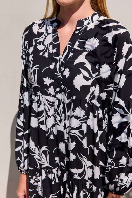 Bedrucktes V-Ausschnitt Maxikleid - Image 5