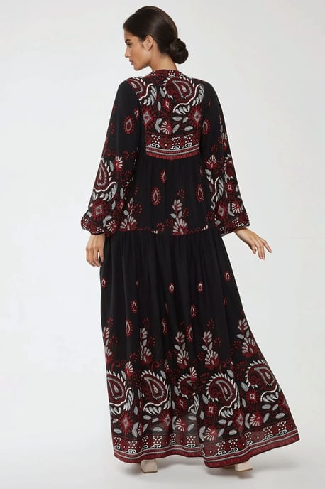 Bedrucktes Viskose-Maxi-Kleid mit langen Ärmeln - Image 4