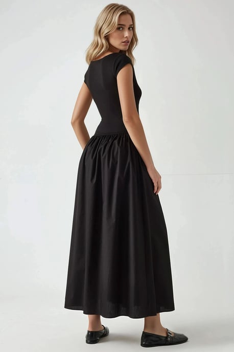 Boote-Ausschnitt A-Form Fit Maxikleid - Image 4