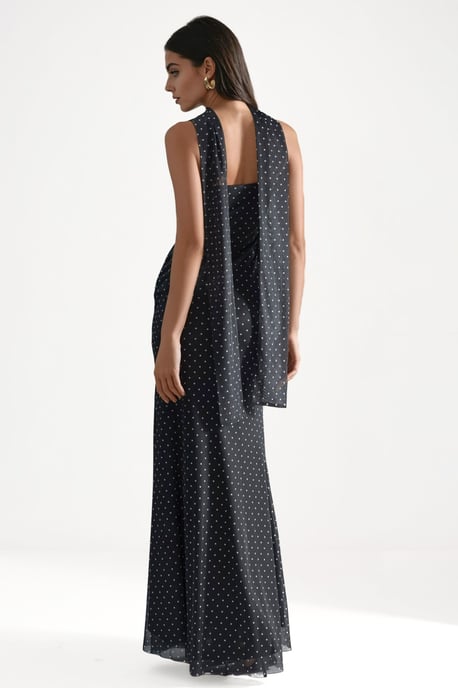 Pünktchen Trägerloses Maxikleid mit Schals Detail - Image 3