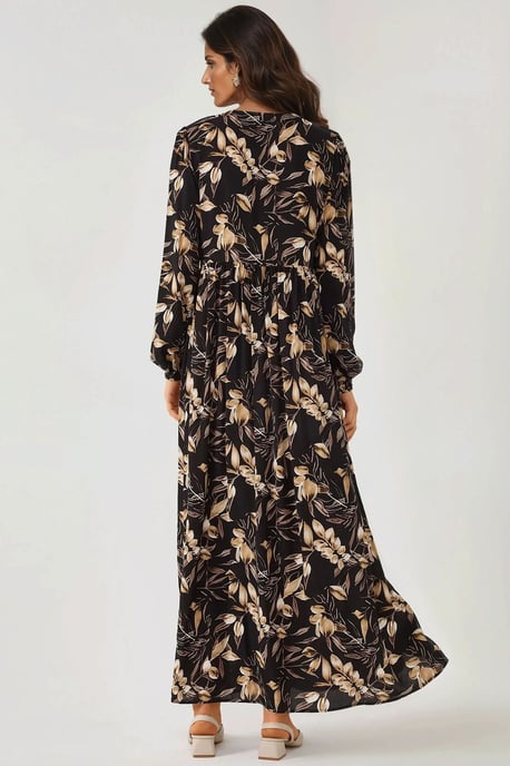 Floral Print Langarm Viskose Maxikleid - Image 5