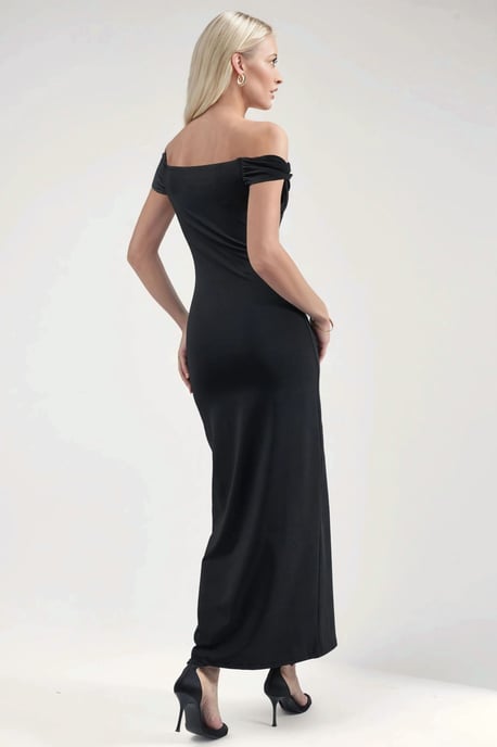 Asymmetrisches Kragen Bodycon Maxi Kleid - Image 4