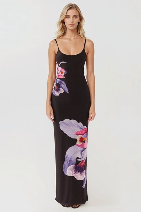Blumen Bodycon Kleid mit quadratischem Kragen - Image 2
