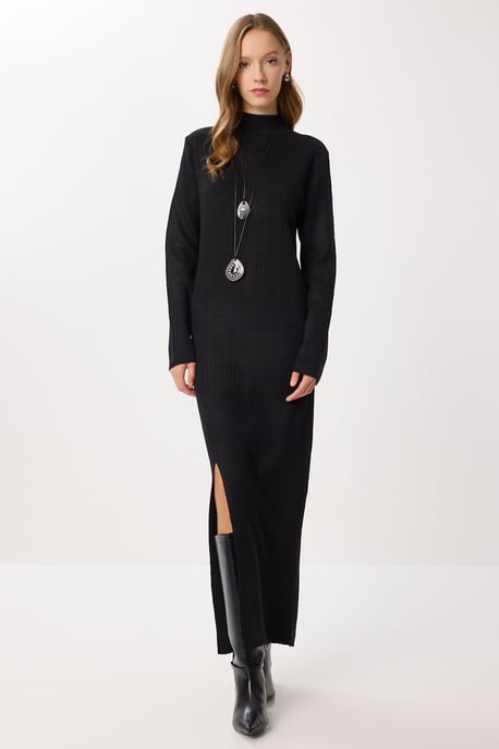 Strukturierter Bodycon-Strickkleid mit Schlitz - Image 2