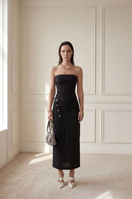 Hüftfreies Maxikleid mit Gürtel - Image 1