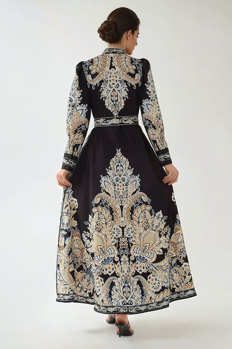 Bedrucktes A-Linien-Maxikleid mit Gürtel - Image 3