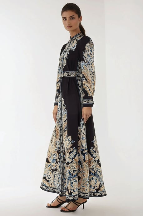 Bedrucktes A-Linien-Maxikleid mit Gürtel - Image 5