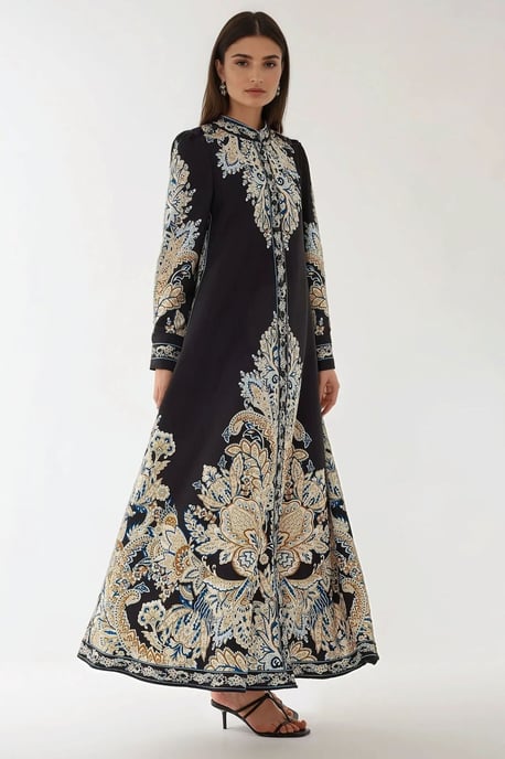 Bedrucktes A-Linien-Maxikleid mit Gürtel - Image 6