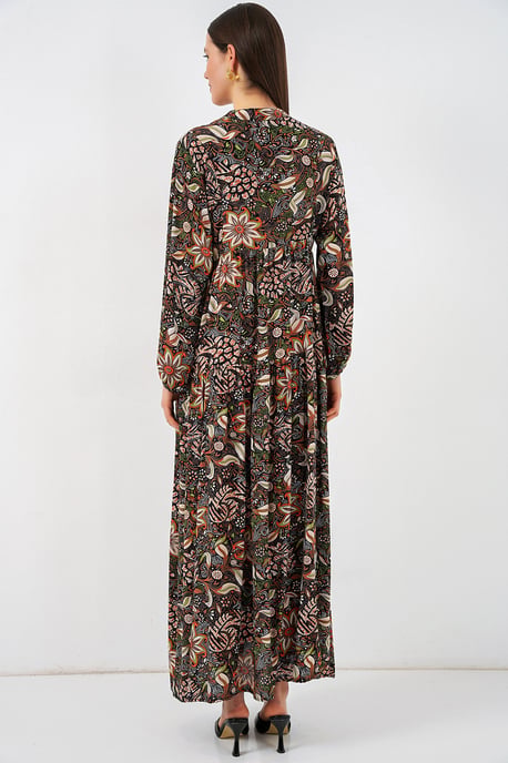 Gemustertes V-Ausschnitt Maxikleid - Image 6