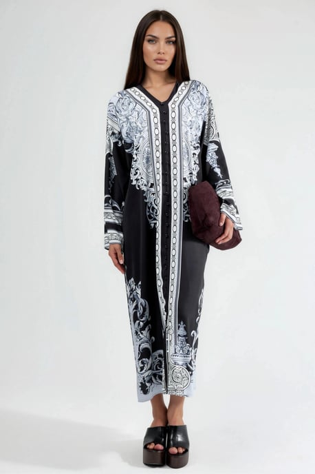 Bedrucktes Maxikleid mit V-Ausschnitt - Image 1