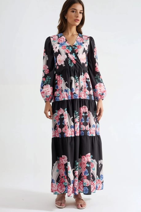 Blumen V-Ausschnitt Maxikleid mit Bindegürtel - Image 6