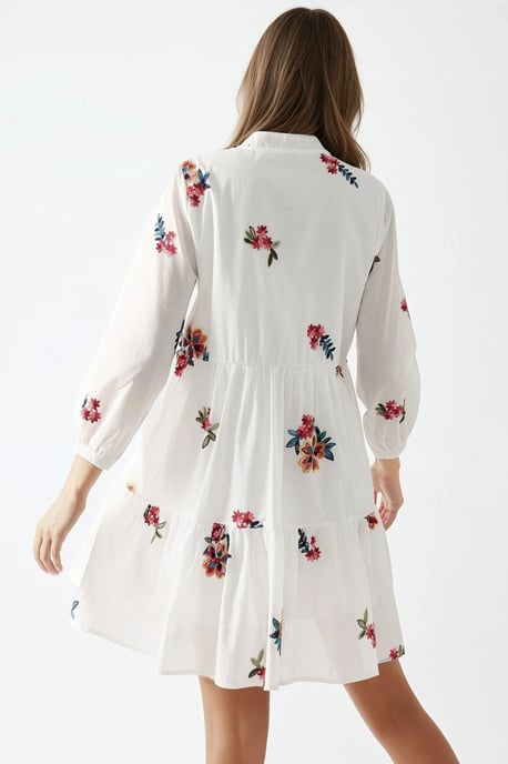Gemustertes V-Ausschnitt Mini Kleid - Image 6