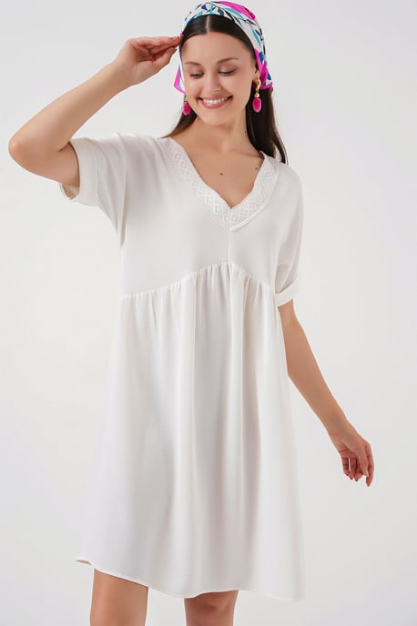 V-Ausschnitt Mini-Kleid mit Futter - Image 1